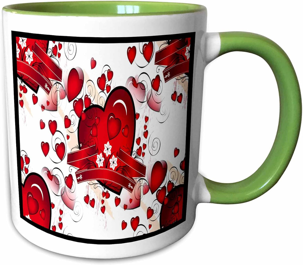 Valentine Red Hearts Designs Ceramic Mug