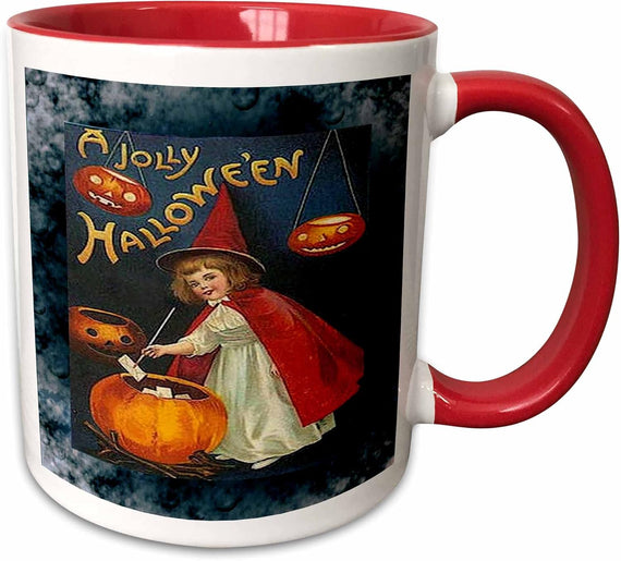 Vintage Halloween Girl and Jack O Lantern Ceramic Mug