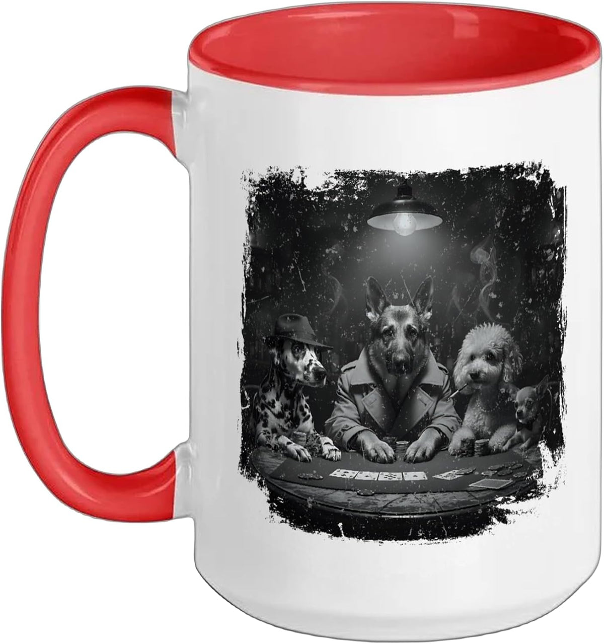 Smoking Dog Poker Players Funny Vintage Look Ceramic Mug