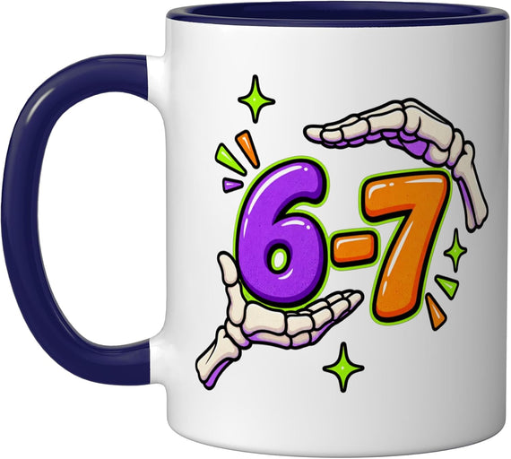Skeleton Hands 6-7 Meme Numbers Ceramic Mug