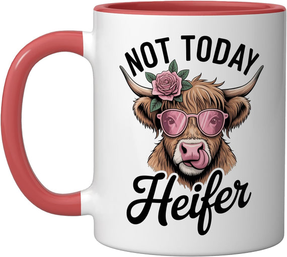 Sassy Highland Cow Not Today Heifer Attitude Ceramic Mug