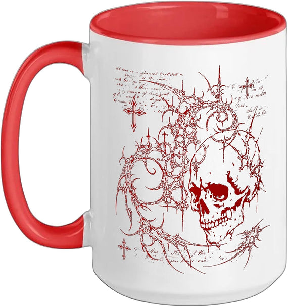 Grunge Red Skull Goth Alt Sigilism Graphic Ceramic Mug