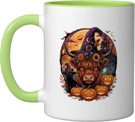 Halloween Highland Cow Pumpkin Spooky Season Costume Ceramic Mug