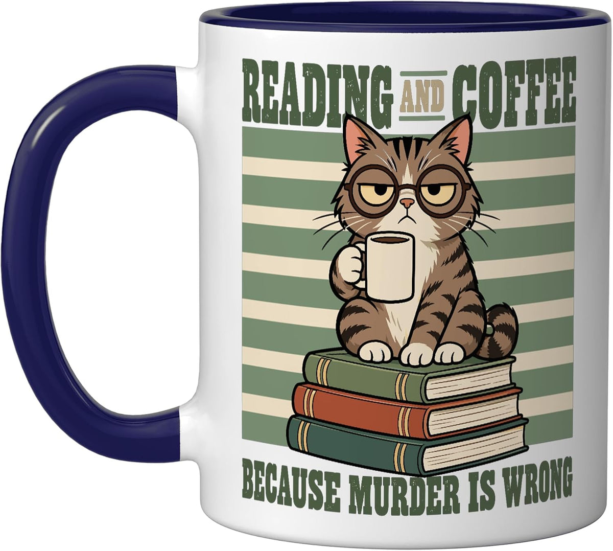 Reading And Coffee Cat Lover Ceramic Mug
