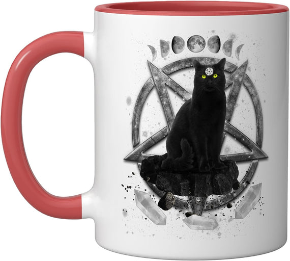 Moon Phases Witch Cat Pagan Wicca Wiccan Halloween Ceramic Mug