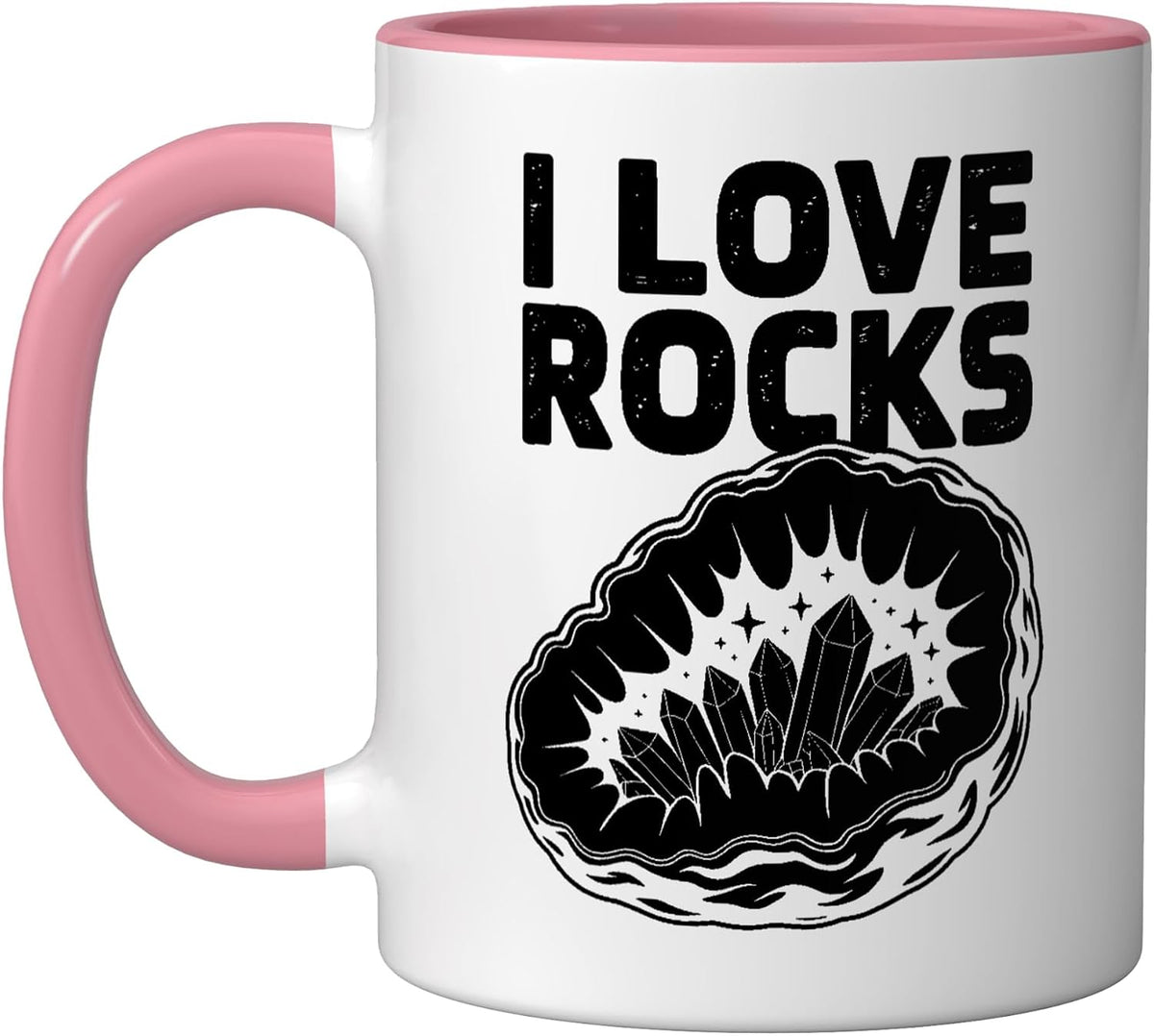 I Love Rocks Geode Crystal Design Ceramic Mug