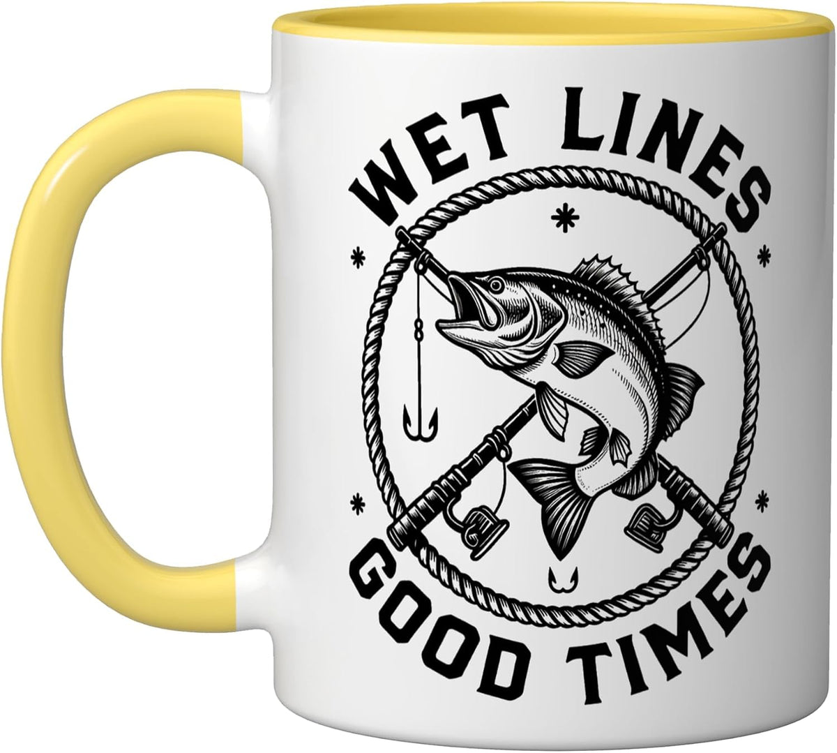 Wet Lines Good Times Bass Fishing Angler Ceramic Mug