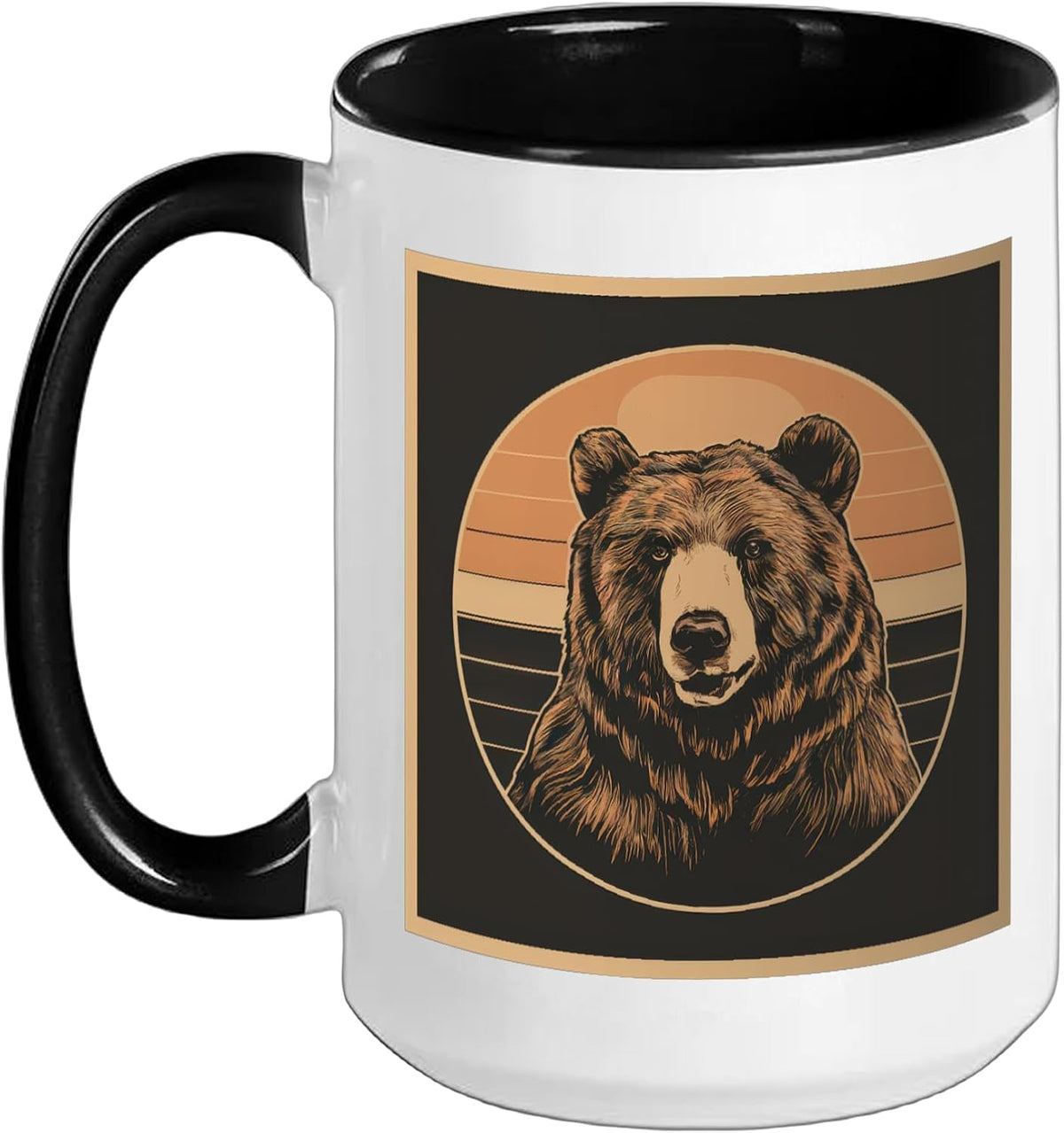 Bear Vintage Retro Sunset Ceramic Mug