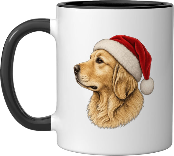 Golden Retriever Santa Hat Christmas Dog Portrait Ceramic Mug