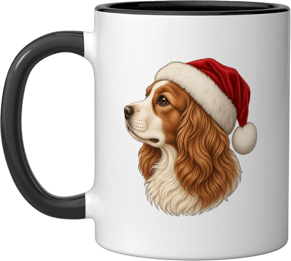 Christmas Cavalier King Charles Spaniel Santa Hat Ceramic Mug