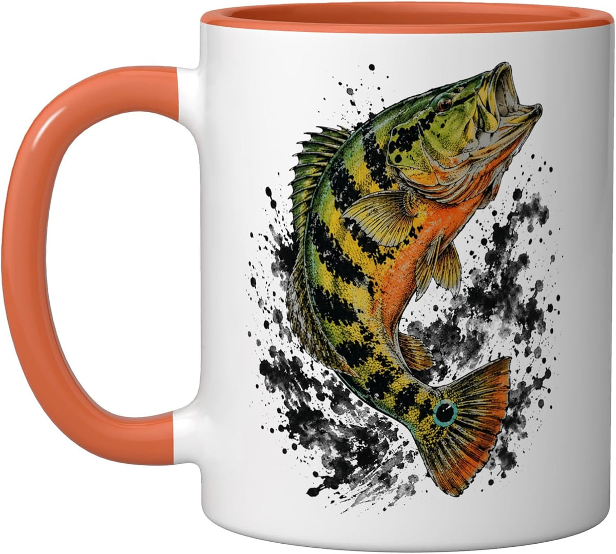 Peacock Bass Gyotaku Style Fish Art Ceramic Mug