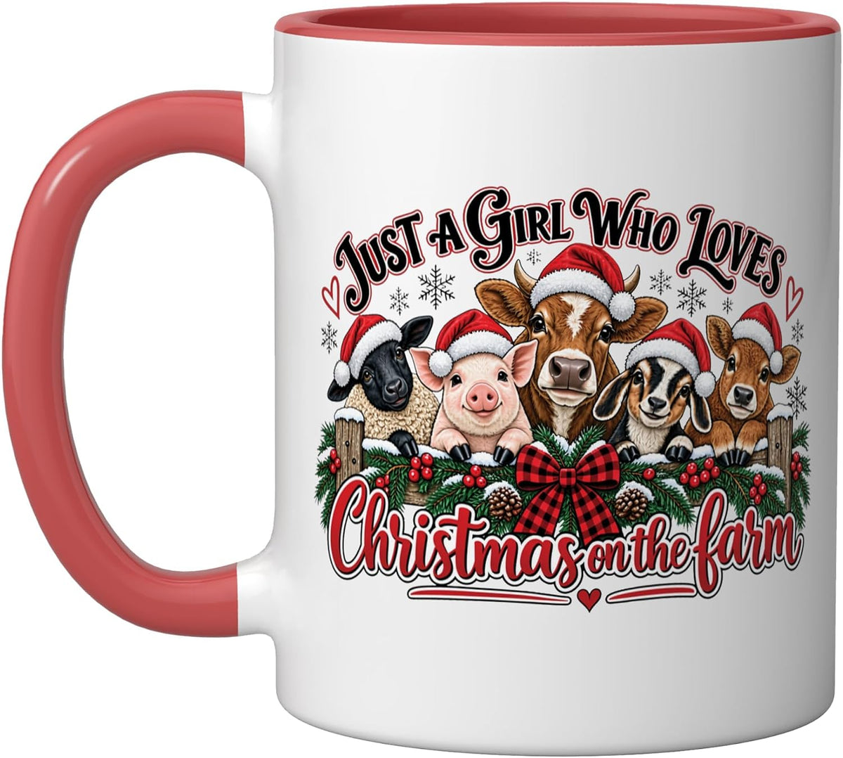 Christmas Farm Animals Cute Cow Pig Goat Holiday Novelty Ceramic Mug