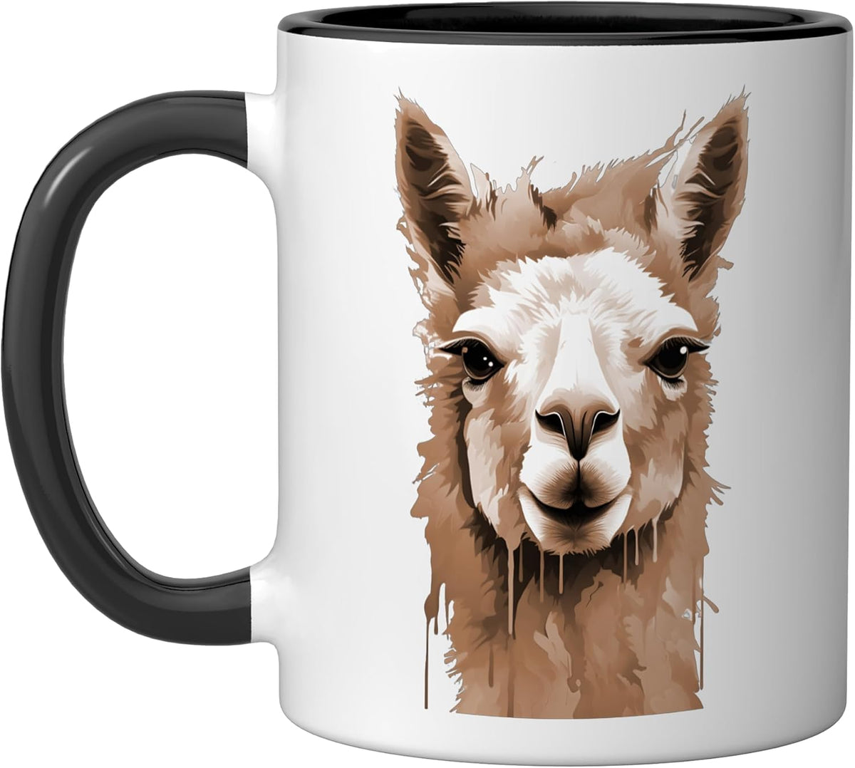 A Cute Llama Face In Watercolour Alpaca Ceramic Mug
