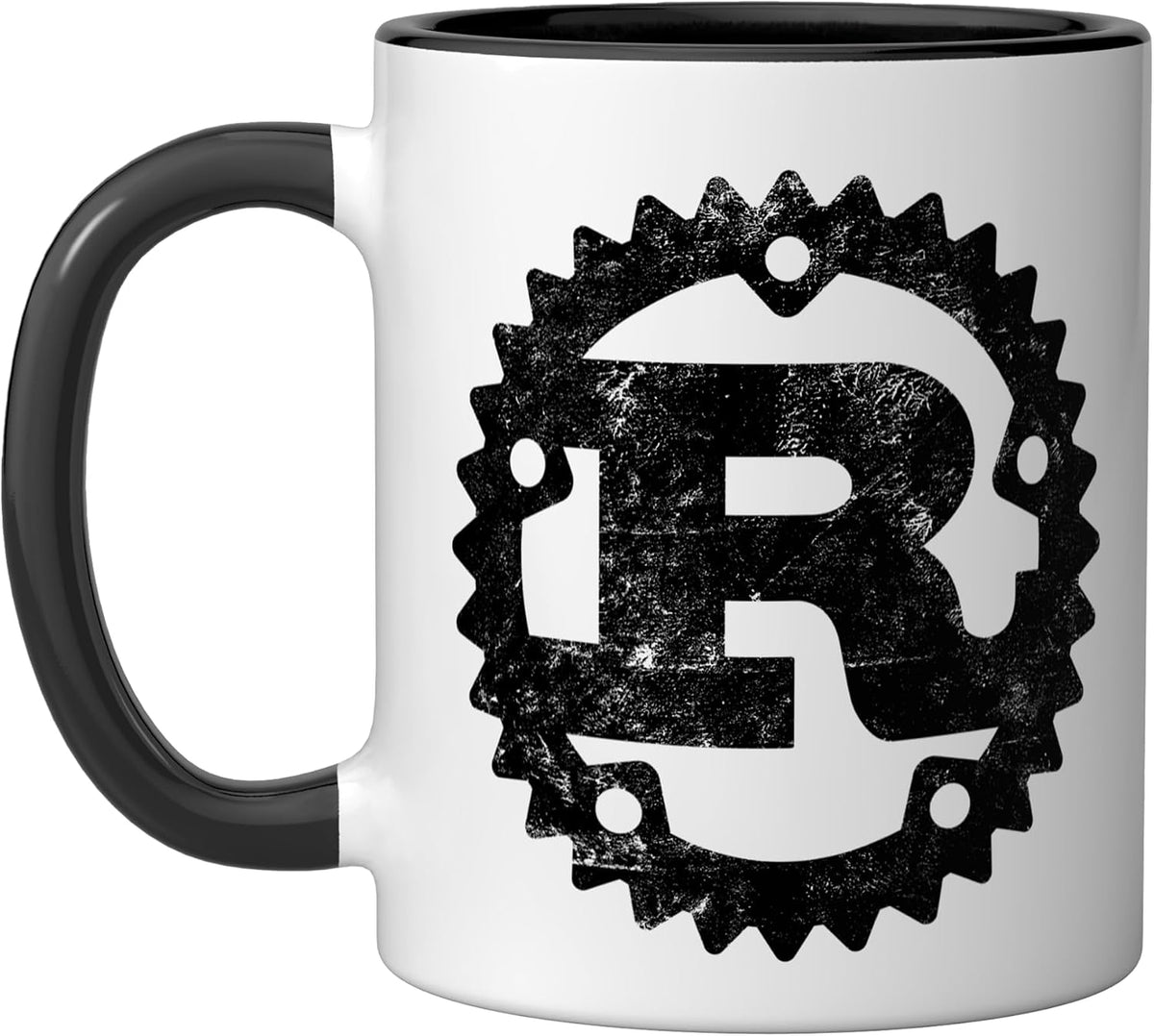 Rust Programming Logo Distressed Vintage Letter R Ceramic Mug