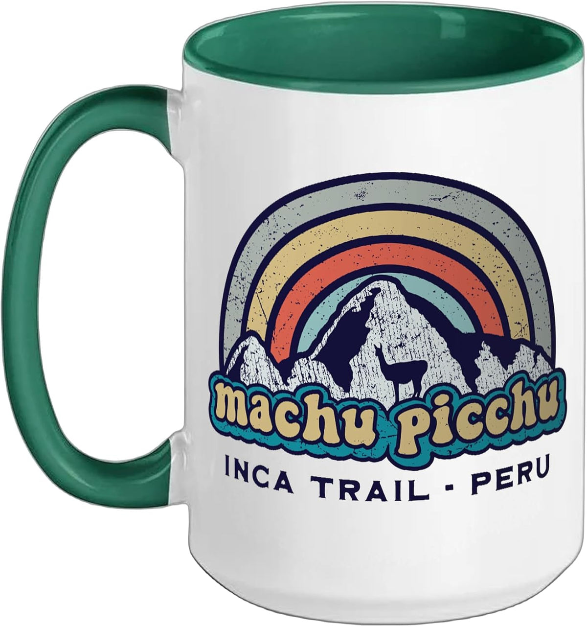 Machu Picchu Retro Llama, Cuzco Peru, Vintage Inca Trail Ceramic Mug