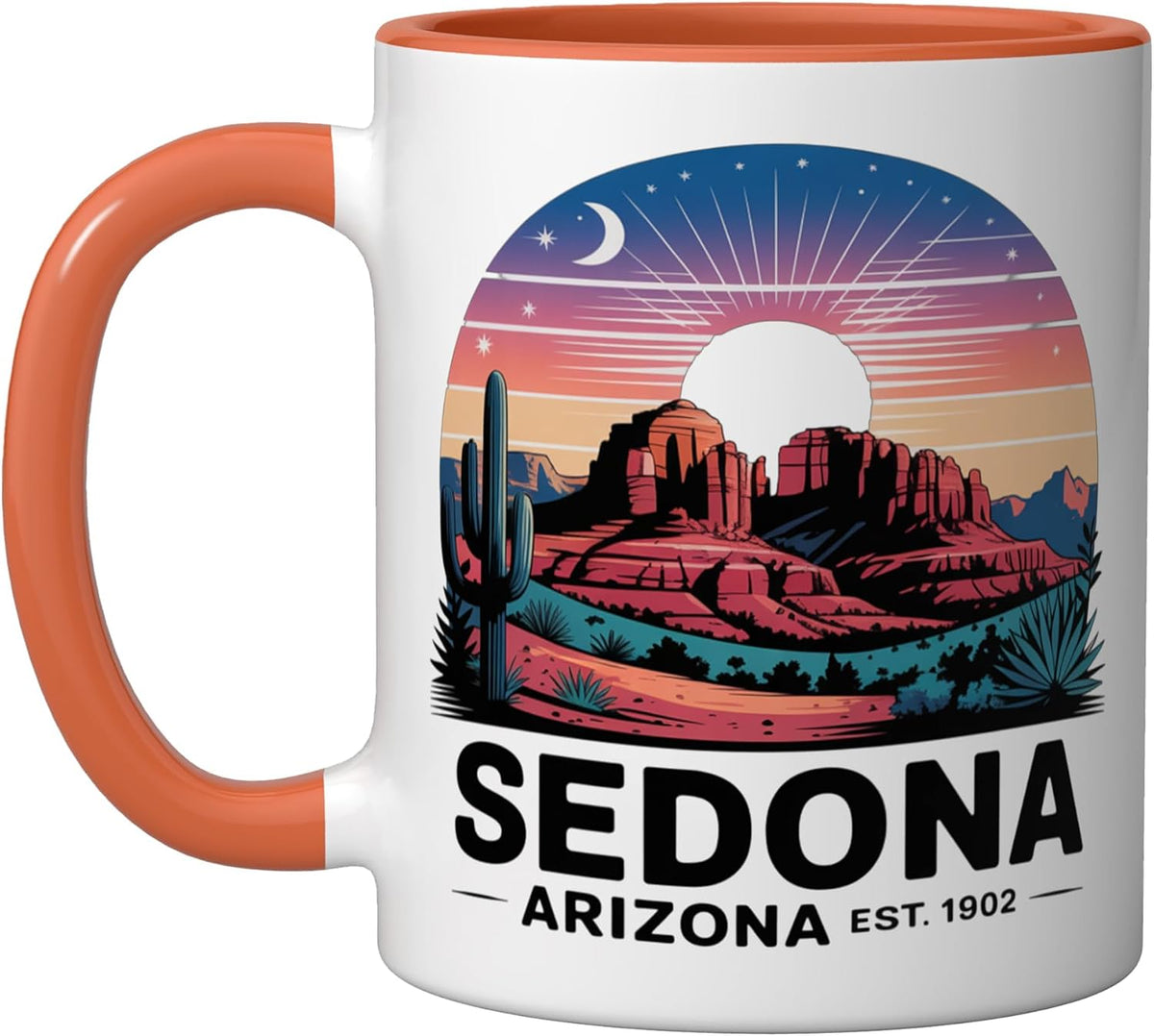 Sedona Arizona Est 1902 Sunset Cactus Ceramic Mug