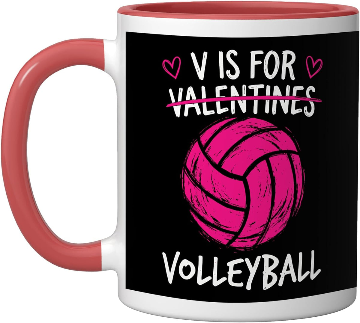 V Is For Volleyball Valentine Funny Valentines Day Couple Ceramic Mug