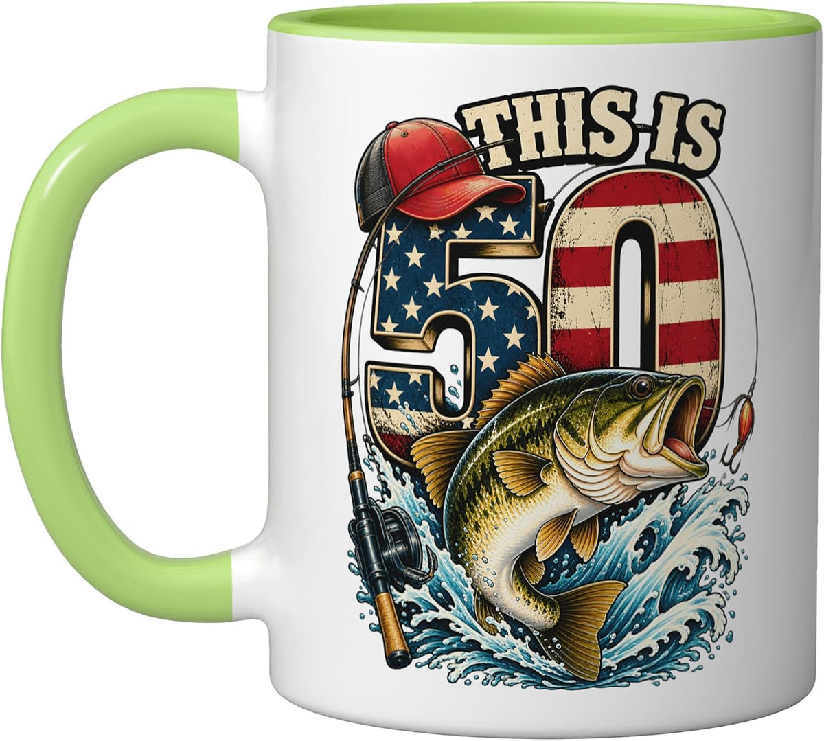 This Is 50 Bass Fishing Fisherman Fiftieth Birthday Men Ceramic Mug