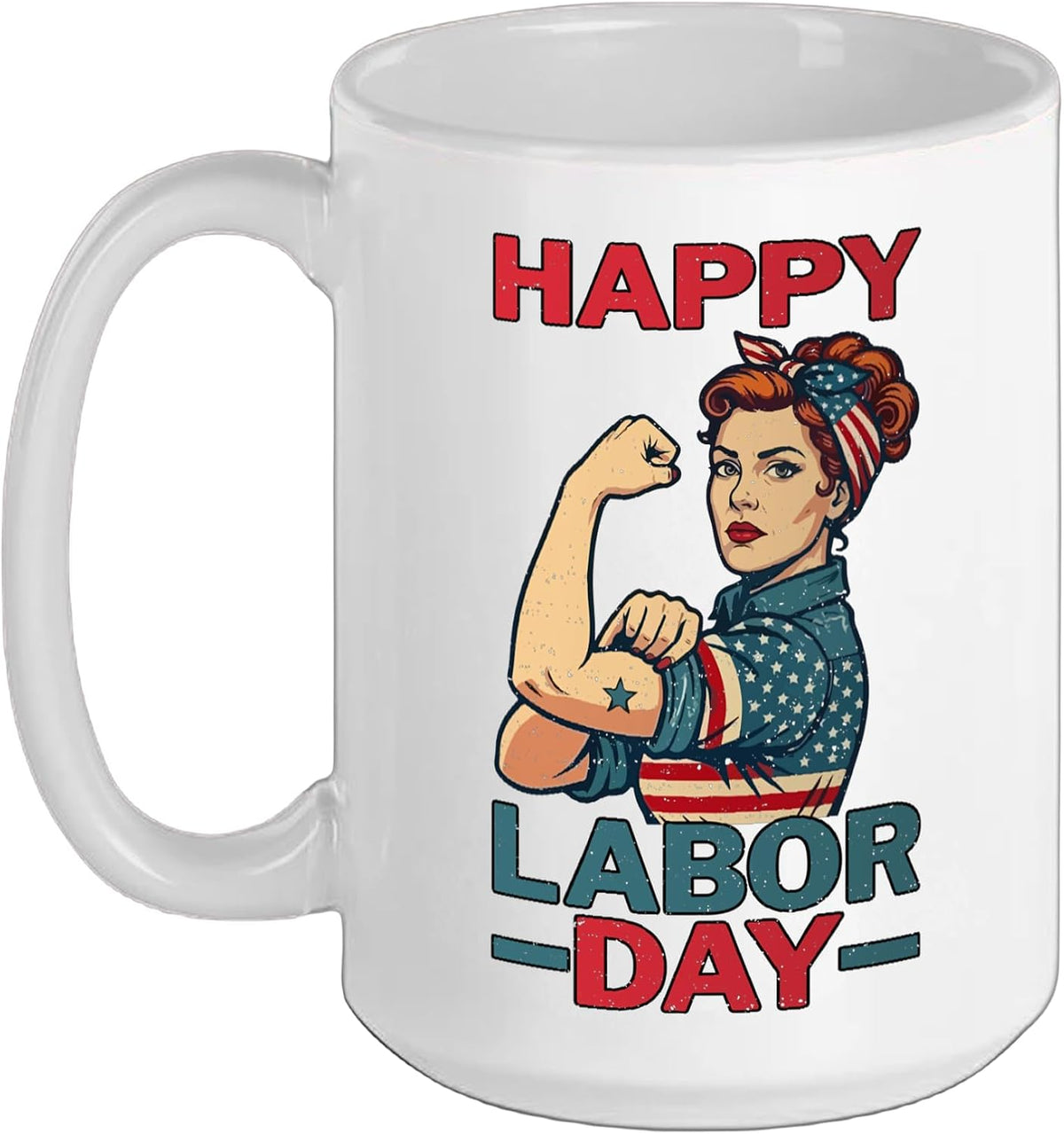 Rosie Happy Labor Day American Flag Ceramic Mug