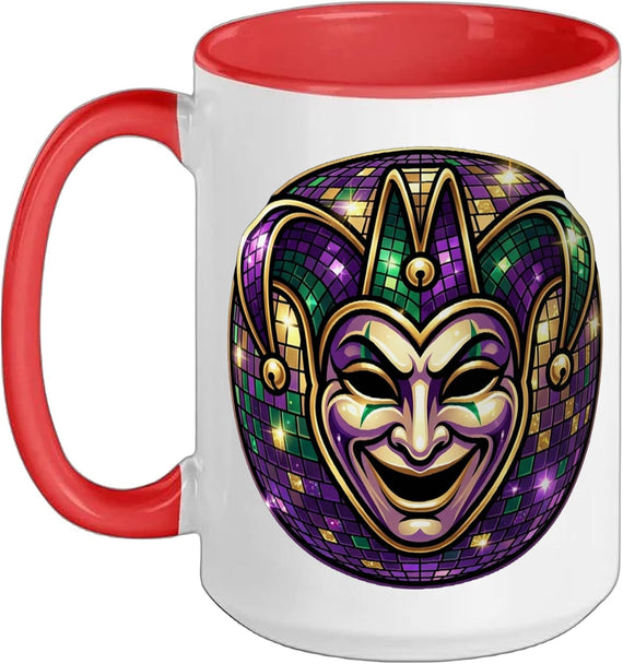 Funny Jester Mask Mardi Gras Costume Carnival New Orleans Ceramic Mug