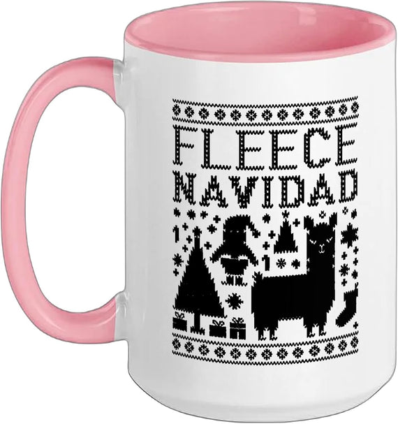 Fleece Navidad Llama Ugly Christmas Sweater Ceramic Mug