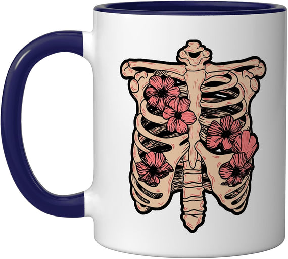 Dia De Los Muertos Skeleton Ribcage Halloween Ceramic Mug