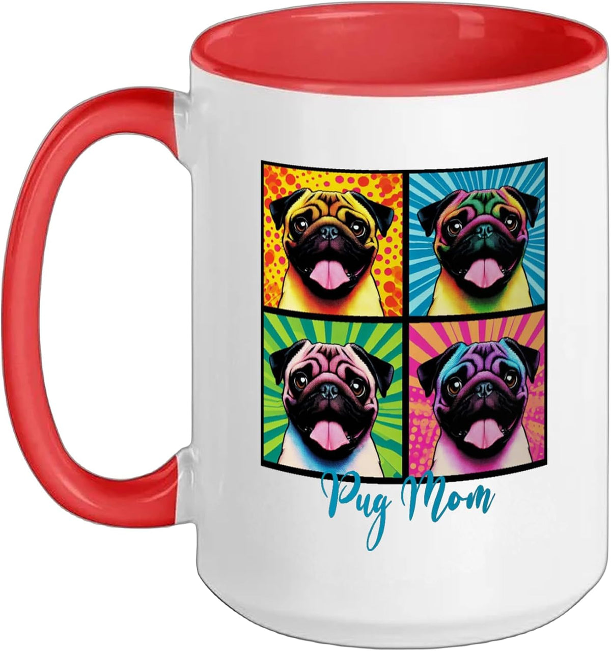 Pop Art Style Pug Mom Christmas Ceramic Mug