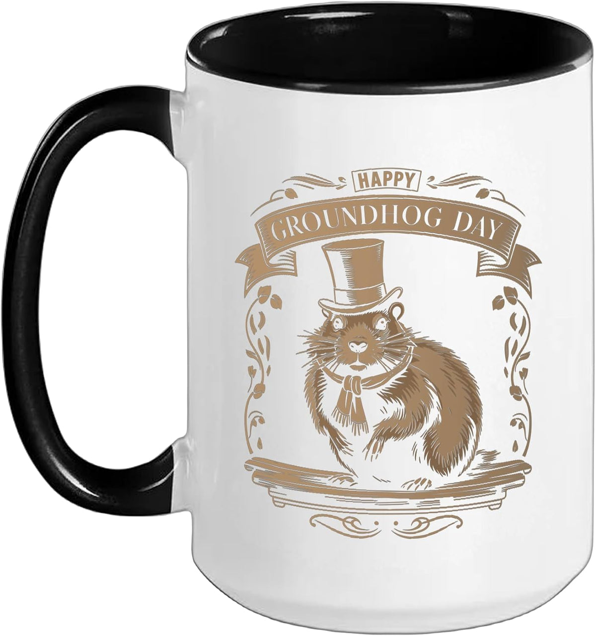 Happy Groundhog Day Vintage Top Hat Groundhog Ceramic Mug