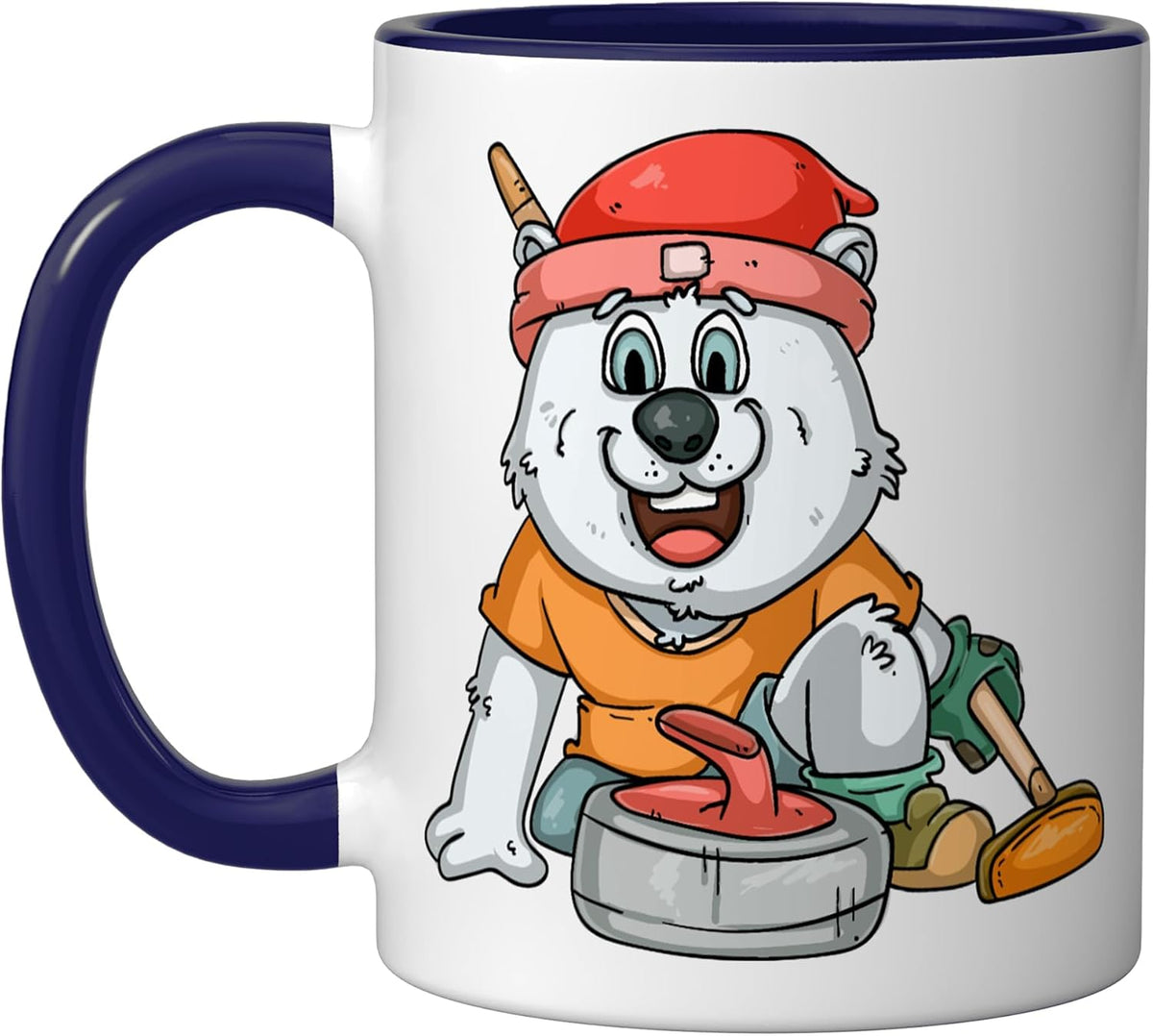 Polar Bear Curling Player Ceramic Mug