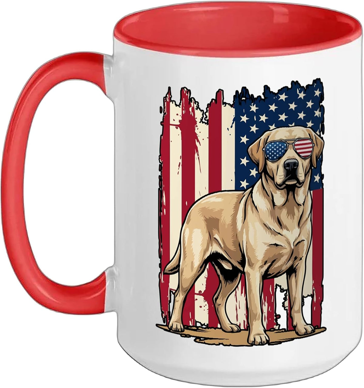 Labrador Retriever Happy Labor Day Flag Day Ceramic Mug