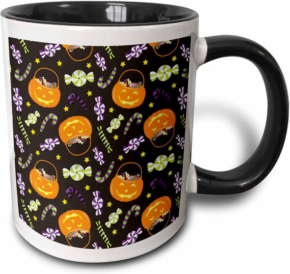 Halloween Candy Pumpkin Pails & Pattern Ceramic Mug
