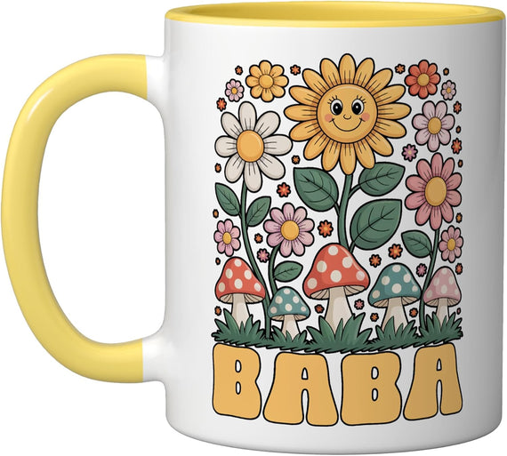Baba Mother’S Day Floral Sunflower Mushroom Style Ceramic Mug