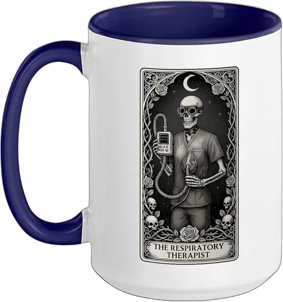 The Respiratory Therapist Skeleton Tarot Card Ceramic Mug