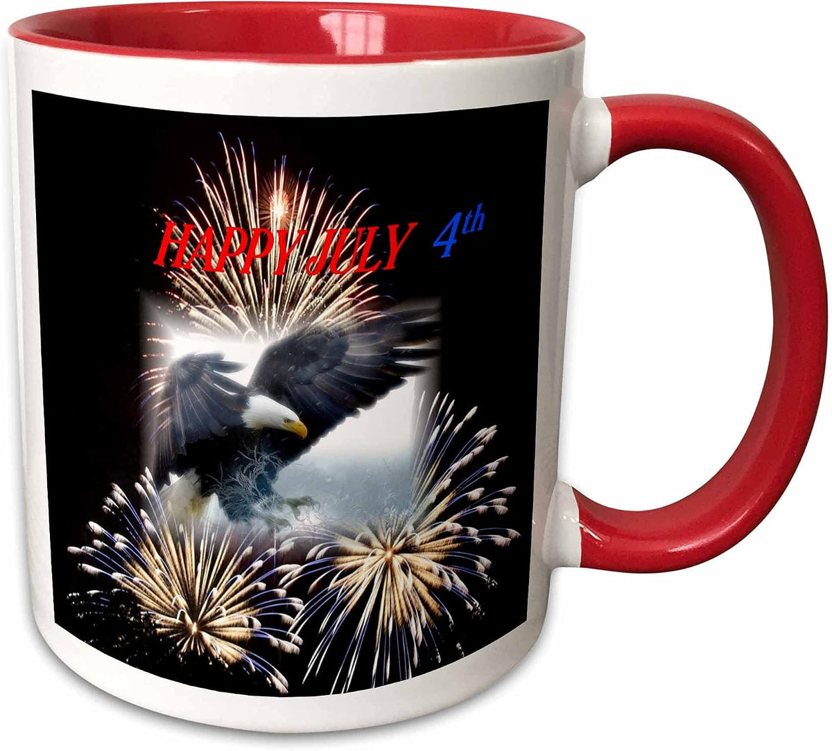 Words Happy July Fourth With Eagle Ceramic Mug