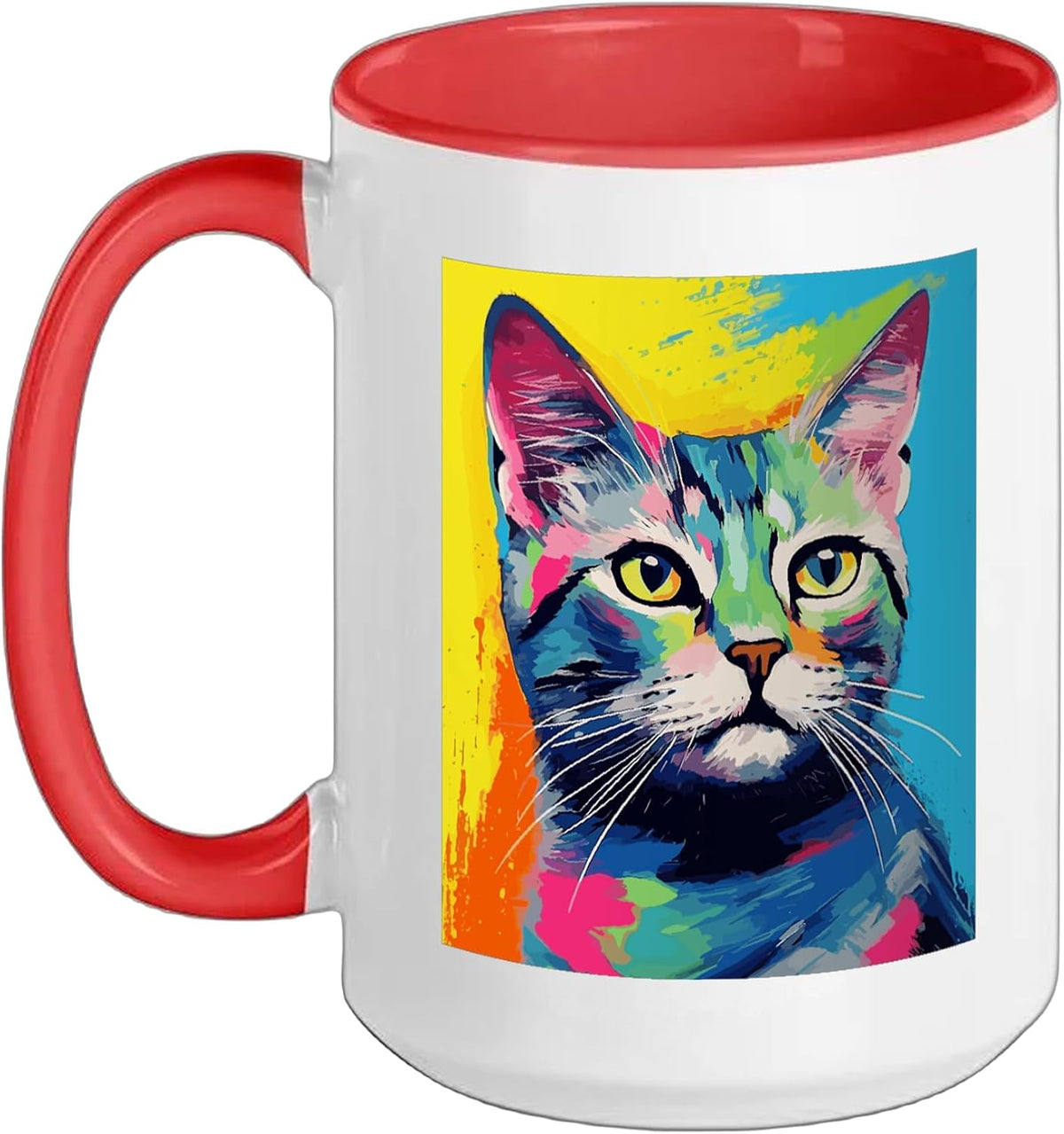 Short Hair Cat Rainbow Outfit For Cat Lovers Watercolor Ceramic Mug