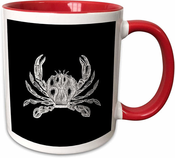 Crab X-Ray-Like Scientific Drawing. B&W Ceramic Mug