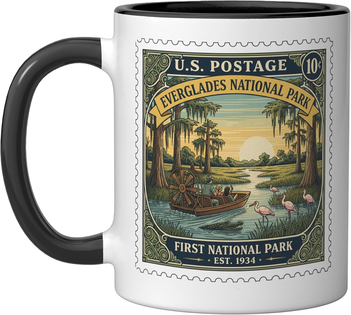 Everglades National Park Vintage Stamp Bucket List Camping Ceramic Mug