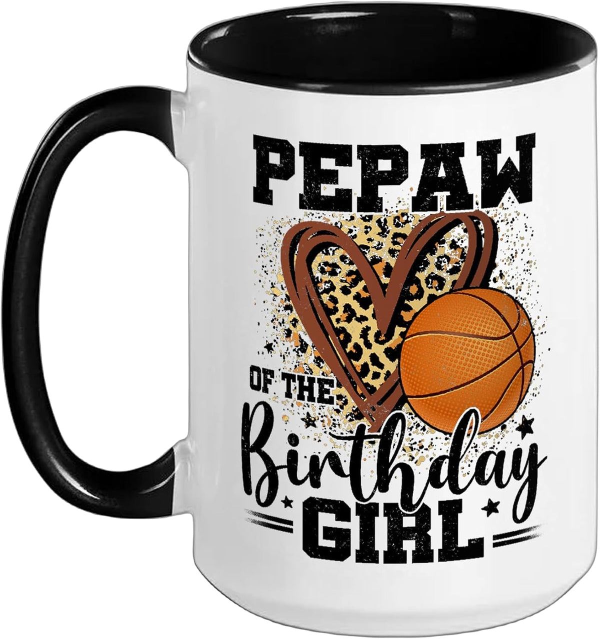 Pepaw Of The Birthday Girl Basketball Heart Leopard Ceramic Mug