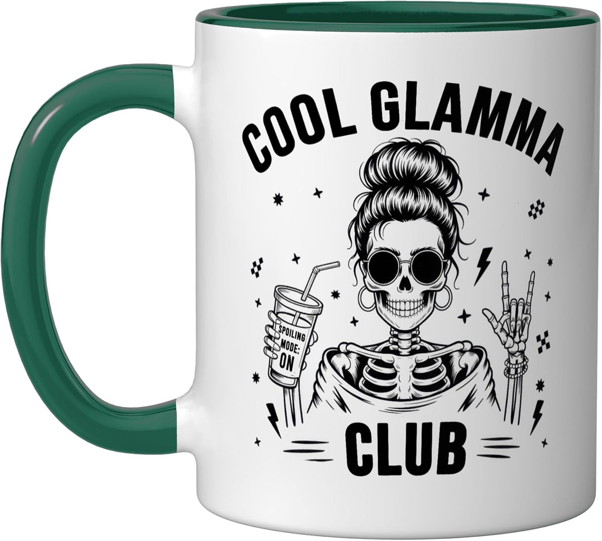 Cool Glamma Skull Rocker Grandma Halloween Ceramic Mug