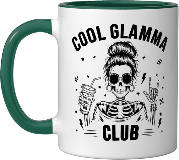 Cool Glamma Skull Rocker Grandma Halloween Ceramic Mug
