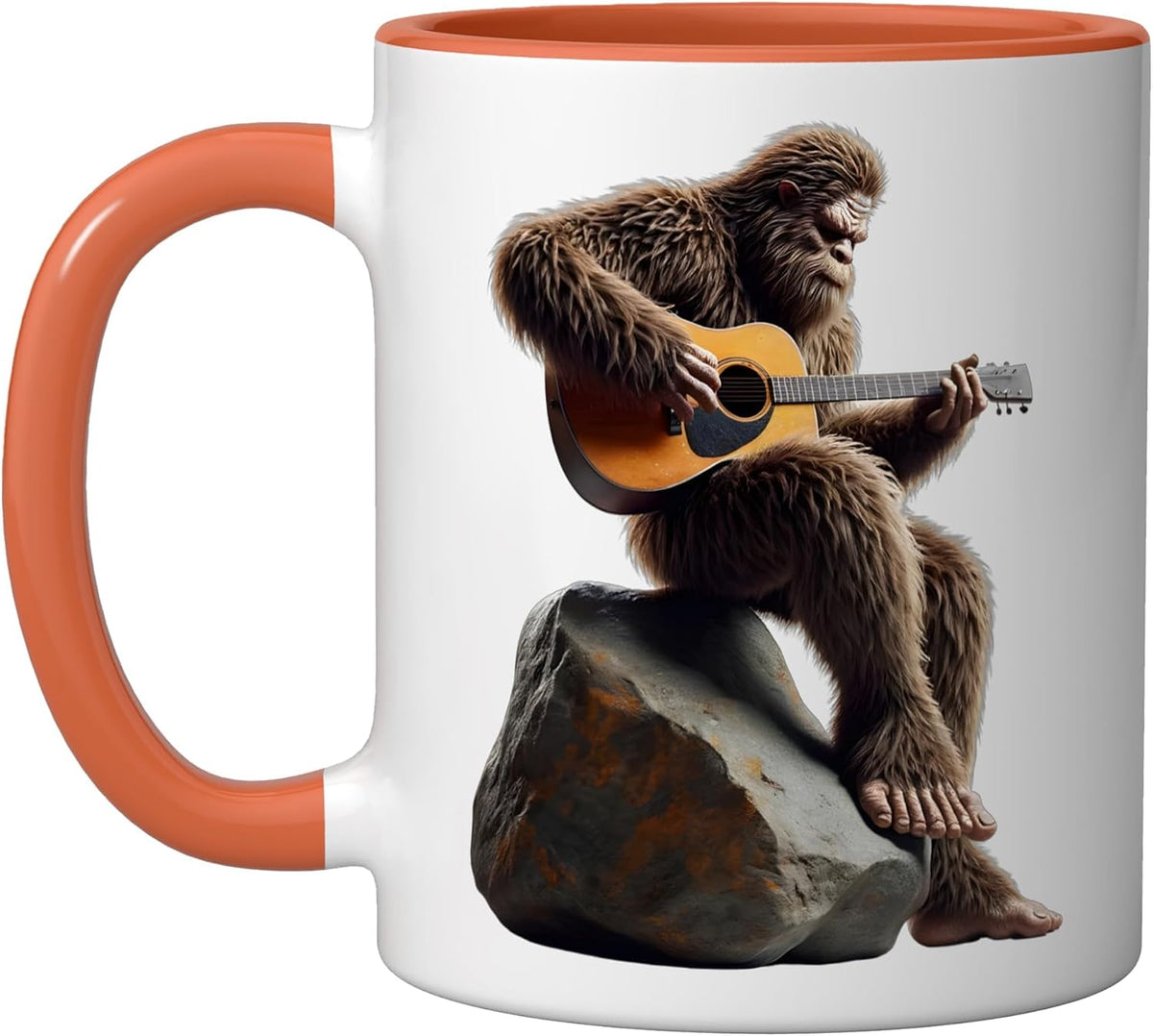 Bigfoot Playing Guitar Rock On Sasquatch Big Foot Ceramic Mug