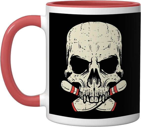 Skull Bowling Pins Skeleton Head Bowler Men Boys Kids Women Mug