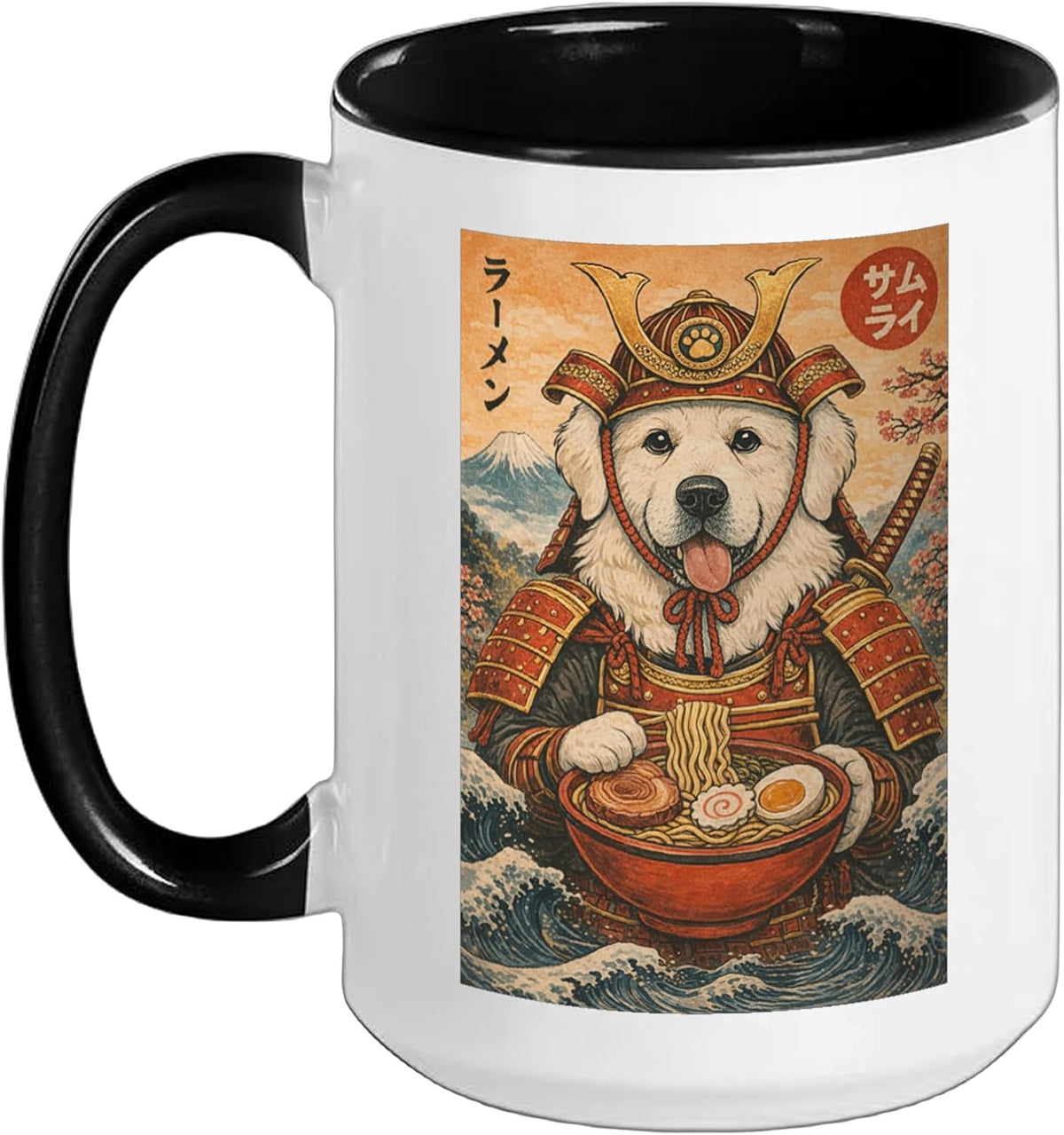 Cute Japanese Ramen Dog Retro Art Illustration Design Ceramic Mug