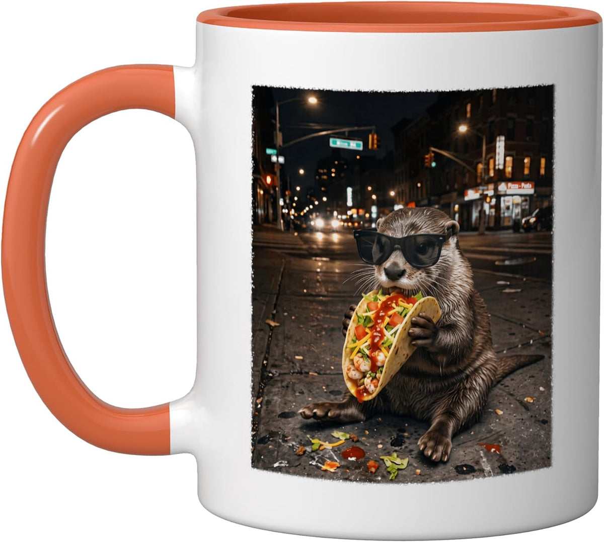 Otter Eating Taco Funny Animal Meme Photo Ceramic Mug