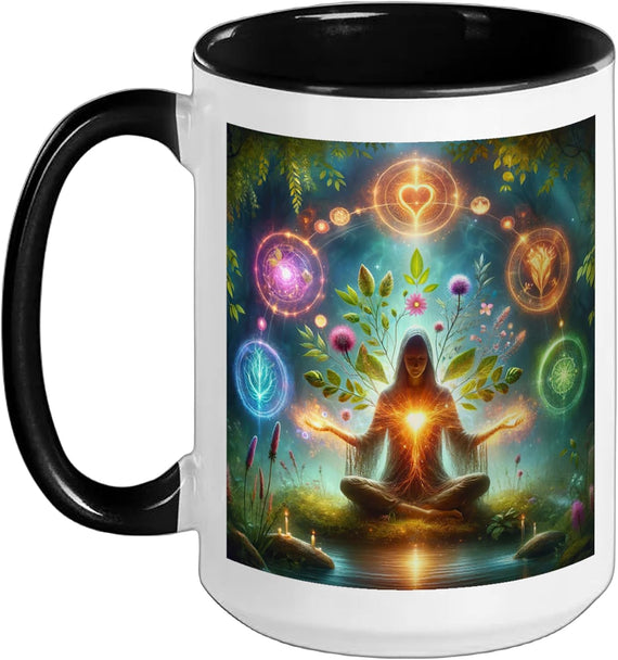Spiritual Awakening Meditation Cosmic Energy Art Ceramic Mug