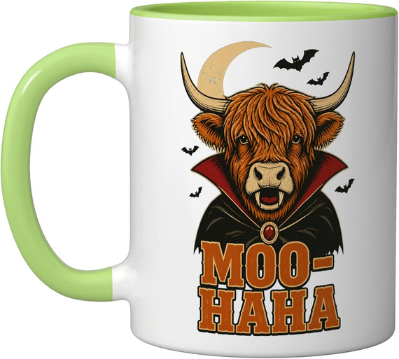 Moo Haha Vampire Highland Cow Halloween Costume Men Women Ceramic Mug
