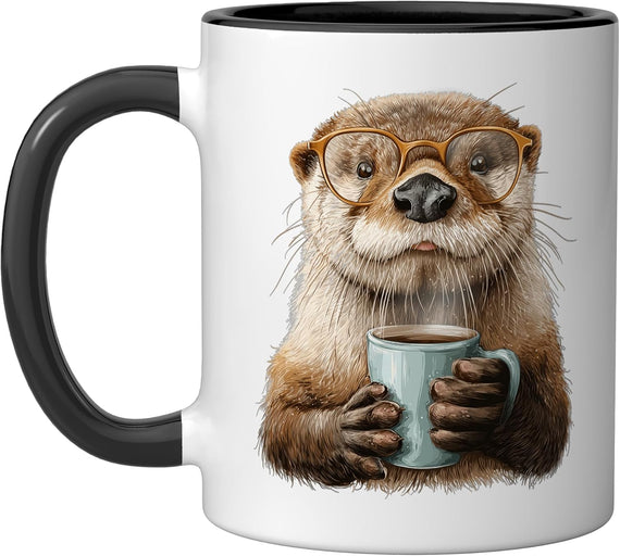 Sea Otter Drinking Coffee Funny Animal Lover Ceramic Mug