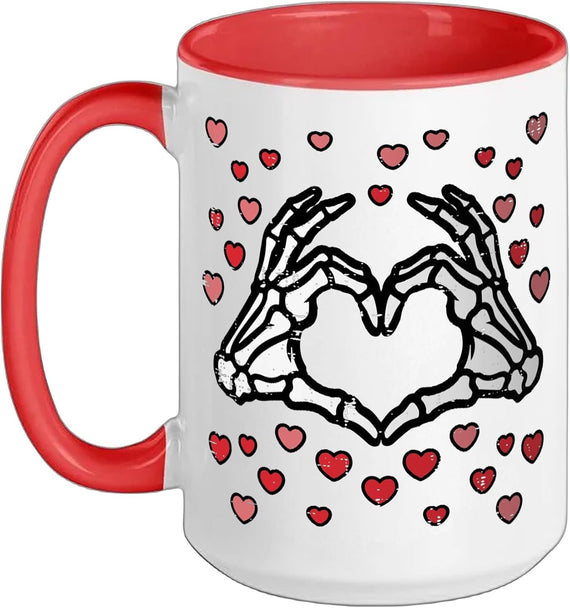 Valentines Day Skeleton Hand Heart Funny Men Women Kids Ceramic Mug