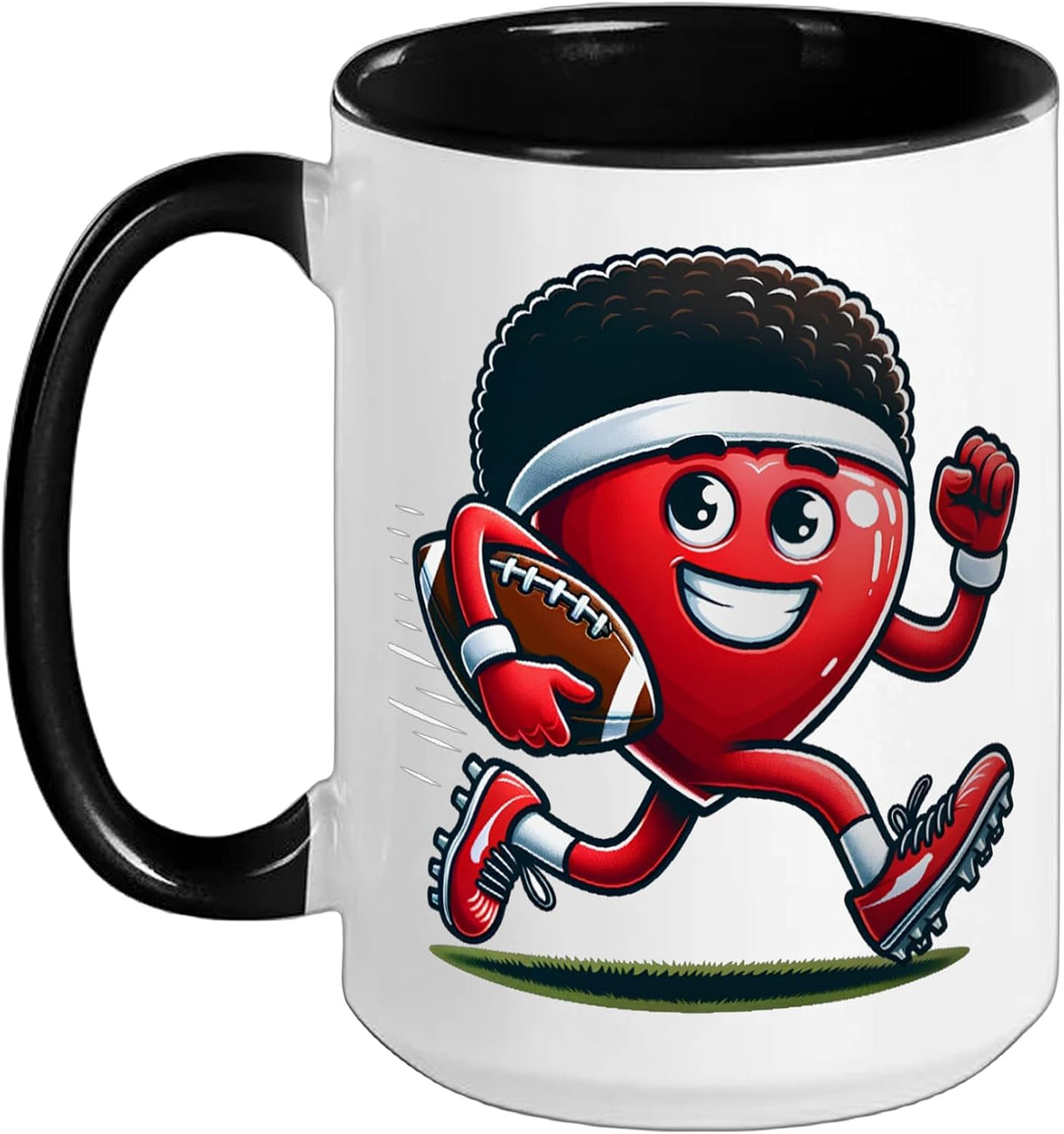 Valentine's Day Heart Football Player Sports Funny Ceramic Mug