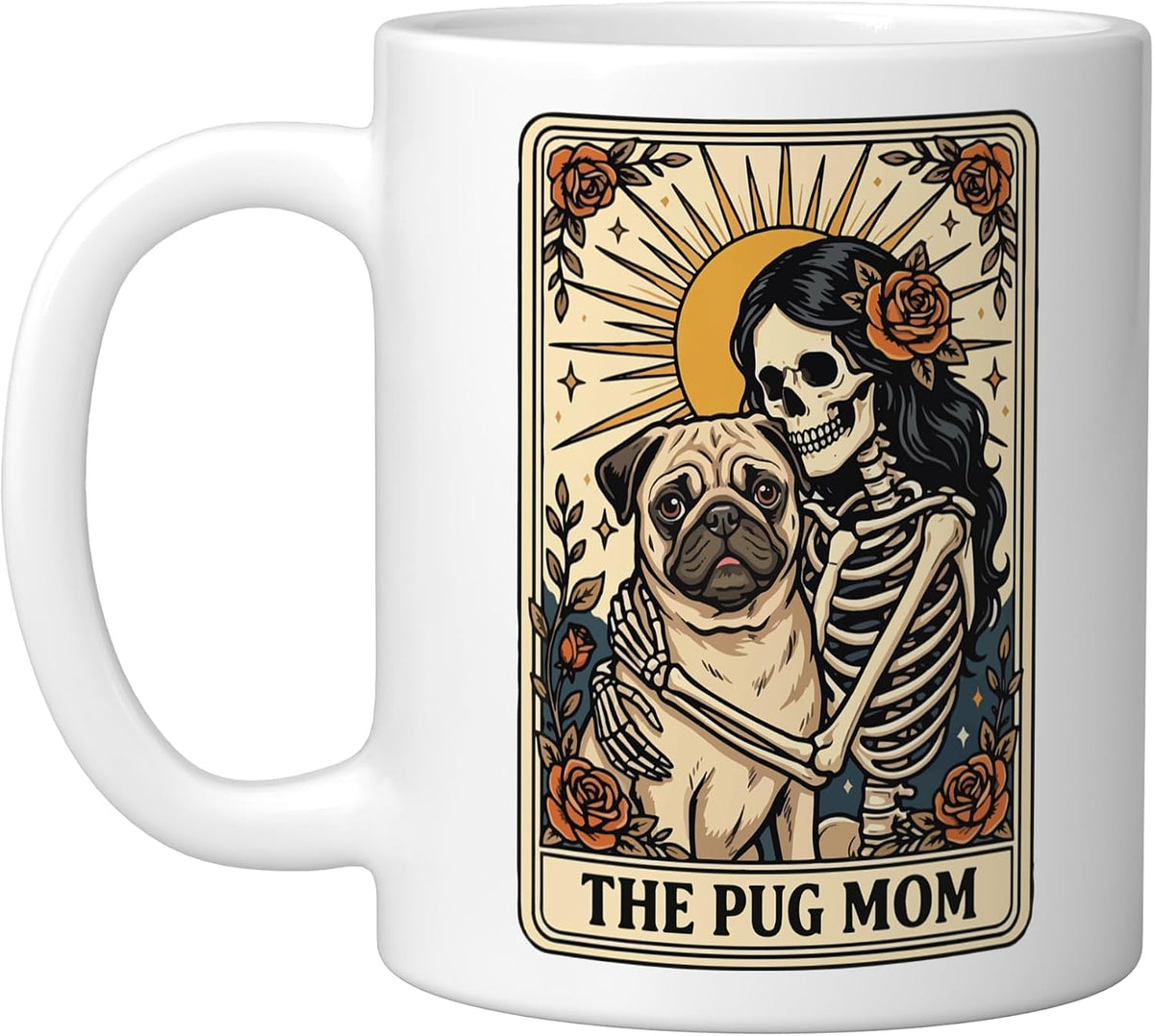 The Pug Mom Tarot Card Christmas Ceramic Mug